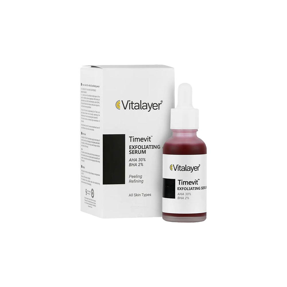 سرم لایه بردار قوی ویتالیر مدل تایم ویت حاوی AHA 30% و BHA 2%