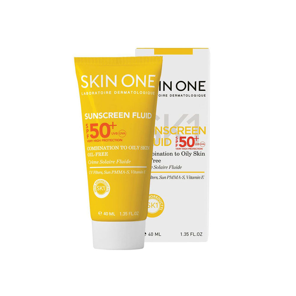 فلوئید ضد آفتاب بی رنگ اسکین وان مناسب برای پوست مختلط و چرب با SPF50+