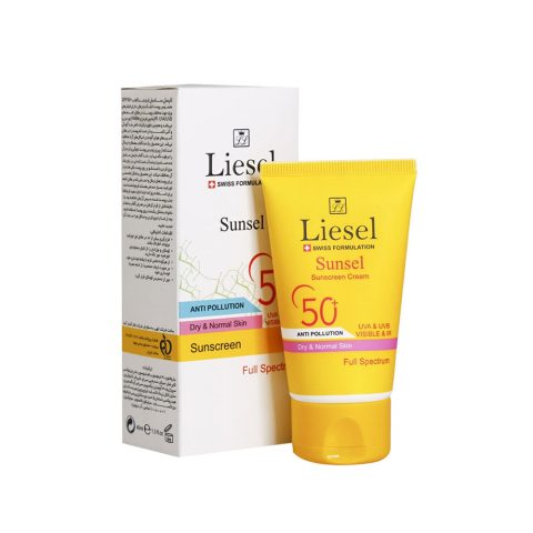 کرم ضد آفتاب بی رنگ لایسل مدل سانسل مناسب برای پوست خشک و معمولی با SPF50