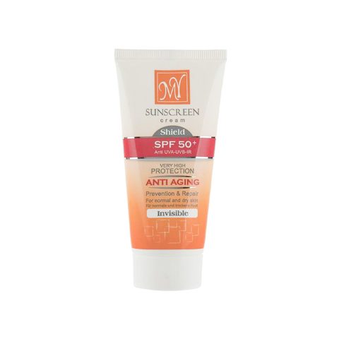 کرم ضد آفتاب ضد چروک بی رنگ مای مدل شیلد مناسب برای پوست معمولی و خشک با SPF50